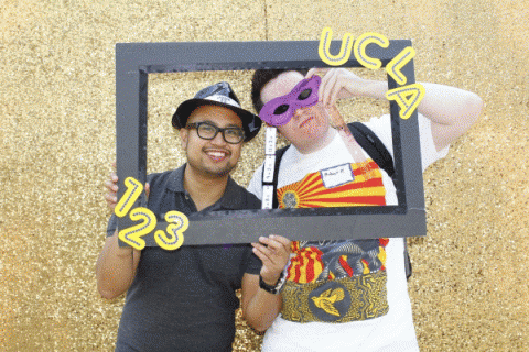 Alumni enjoying the photo booth